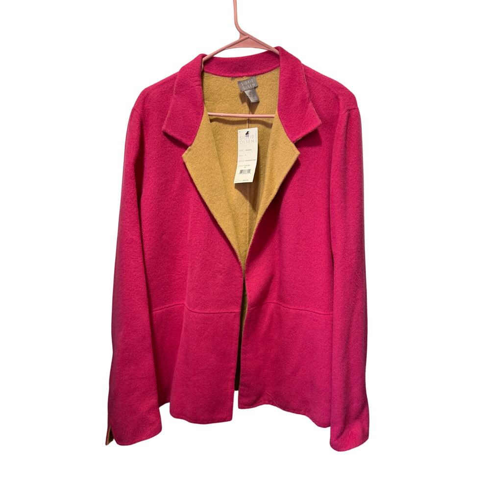 NWT Sigrid Olsen Reversible Open Front Collared Jacket Wool & Angora Mix Size L